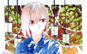 Preview wallpaper guy, candles, watercolor, anime