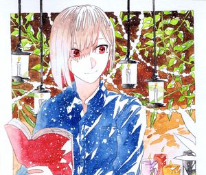 Preview wallpaper guy, candles, watercolor, anime