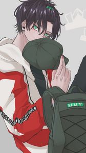 Preview wallpaper guy, cap, style, glance, anime