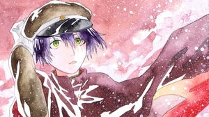 Preview wallpaper guy, cap, watercolor, anime