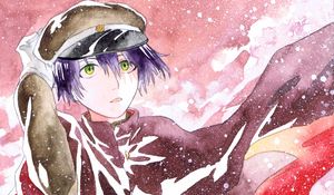 Preview wallpaper guy, cap, watercolor, anime