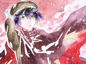 Preview wallpaper guy, cap, watercolor, anime