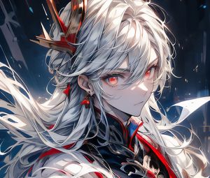 Preview wallpaper guy, crown, jewelry, feathers, anime, art