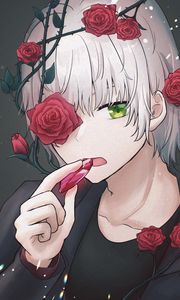 Preview wallpaper guy, crystal, roses, wreath, anime, art