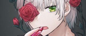 Preview wallpaper guy, crystal, roses, wreath, anime, art