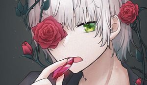 Preview wallpaper guy, crystal, roses, wreath, anime, art