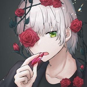 Preview wallpaper guy, crystal, roses, wreath, anime, art