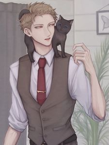 Preview wallpaper guy, demon, cat, anime, art