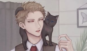 Preview wallpaper guy, demon, cat, anime, art