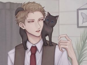 Preview wallpaper guy, demon, cat, anime, art