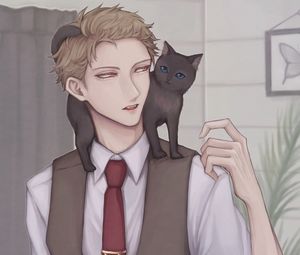 Preview wallpaper guy, demon, cat, anime, art