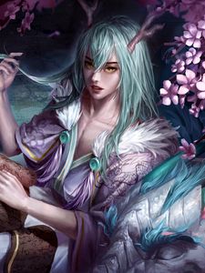 Preview wallpaper guy, demon, sakura, anime, art