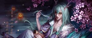 Preview wallpaper guy, demon, sakura, anime, art