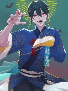 Preview wallpaper guy, demon, smile, kimono, anime