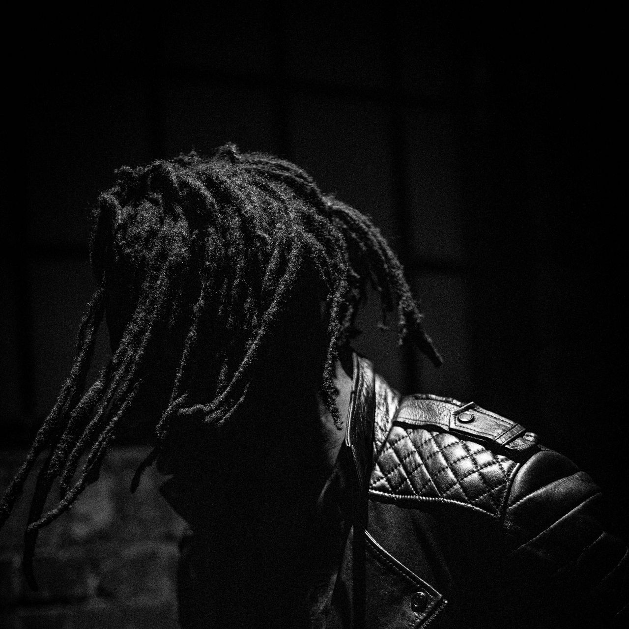 Download wallpaper 1280x1280 guy, dreadlocks, bw, jacket, dark ipad ...