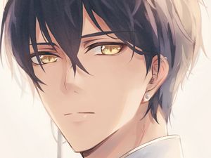 Preview wallpaper guy, earrings, glance, anime