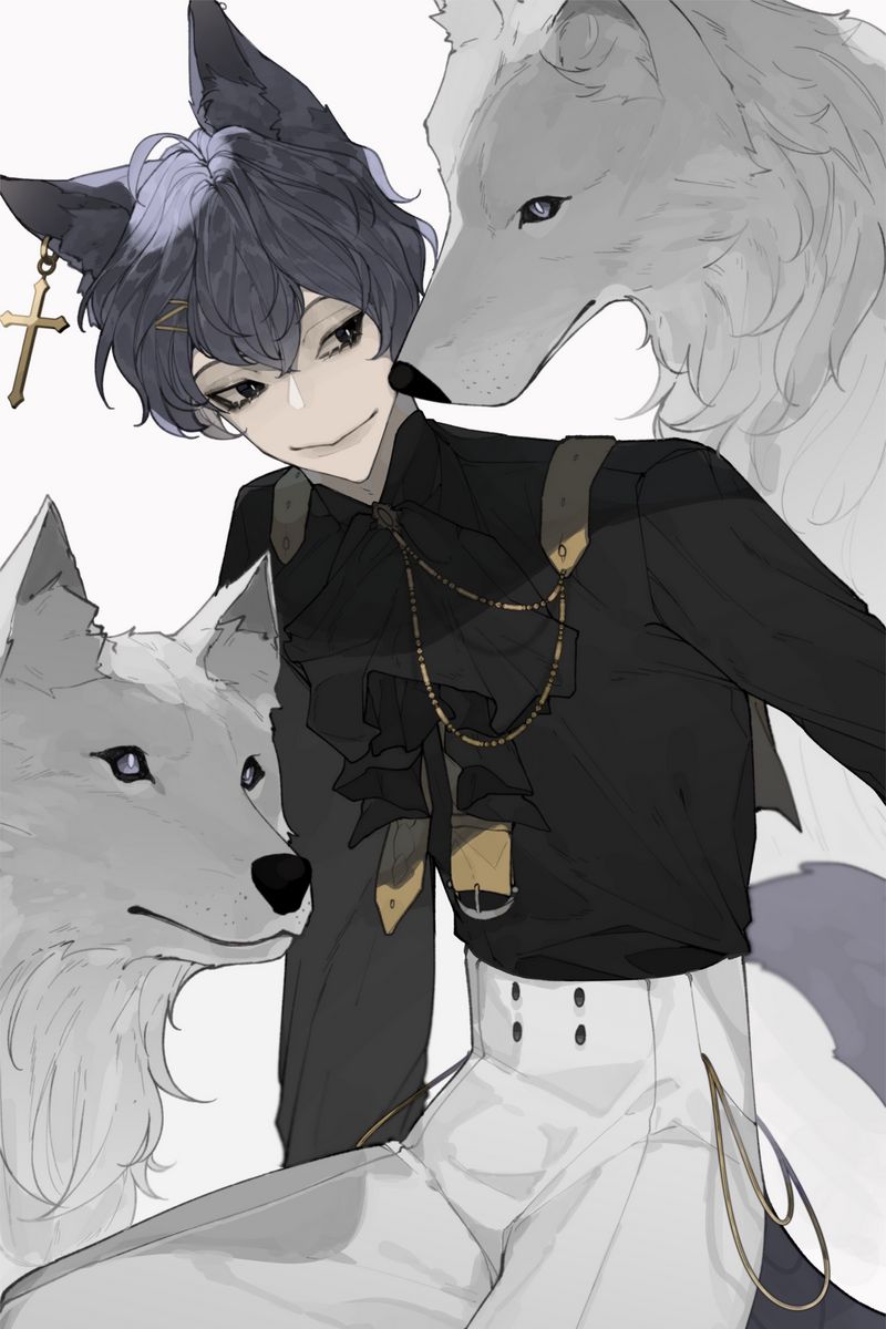 Anime Wolf Painting by Makoto Shinkai · Creative Fabrica