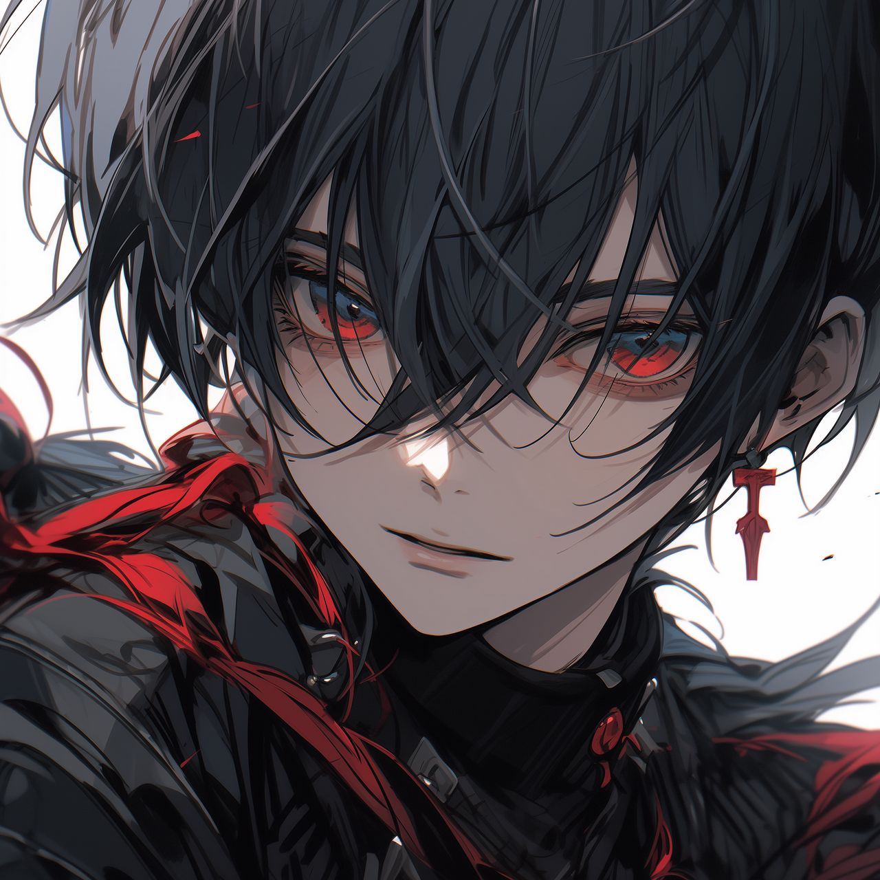 Download wallpaper 1280x1280 guy, eyes, earring, anime, black ipad ...