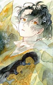 Preview wallpaper guy, eyes, hair, watercolor, anime