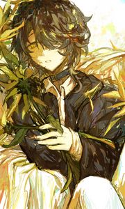 Preview wallpaper guy, flowers, anime, art