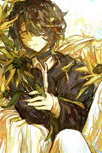 Preview wallpaper guy, flowers, anime, art