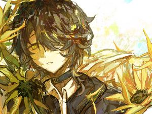 Preview wallpaper guy, flowers, anime, art