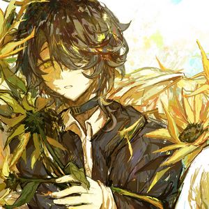 Preview wallpaper guy, flowers, anime, art