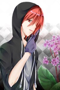 Preview wallpaper guy, gesture, glove, flowers, anime