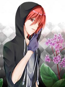 Preview wallpaper guy, gesture, glove, flowers, anime