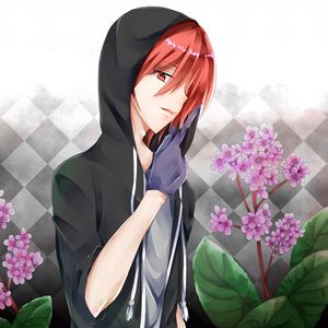 Preview wallpaper guy, gesture, glove, flowers, anime