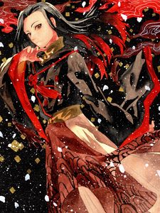 Preview wallpaper guy, gesture, kimono, watercolor, snow, anime