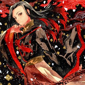 Preview wallpaper guy, gesture, kimono, watercolor, snow, anime