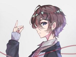 Preview wallpaper guy, gesture, thread, anime, art