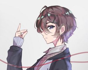 Preview wallpaper guy, gesture, thread, anime, art