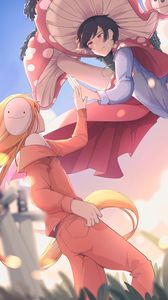 Preview wallpaper guy, girl, touch, costumes, anime, art, cartoon