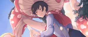 Preview wallpaper guy, girl, touch, costumes, anime, art, cartoon