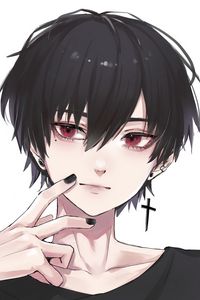 Preview wallpaper guy, glance, earrings, cross, anime