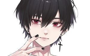 Preview wallpaper guy, glance, earrings, cross, anime