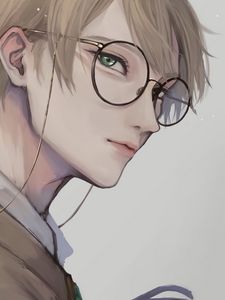 Preview wallpaper guy, glance, glasses, anime, art