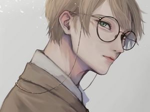 Preview wallpaper guy, glance, glasses, anime, art