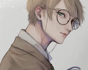 Preview wallpaper guy, glance, glasses, anime, art