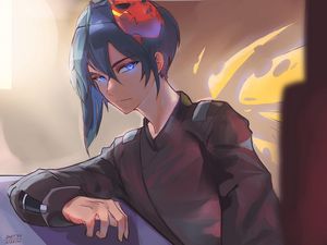 Preview wallpaper guy, glance, mask, anime, art, cartoon