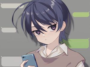 Preview wallpaper guy, glance, sad, anime, art