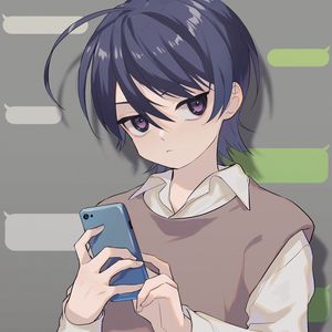 Preview wallpaper guy, glance, sad, anime, art