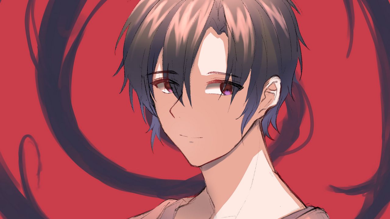 Wallpaper guy, glance, smile, anime, art