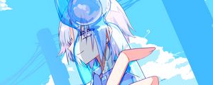 Preview wallpaper guy, glance, smile, hand, anime, blue