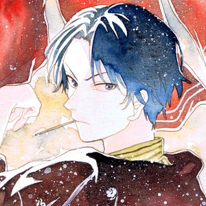 Preview wallpaper guy, glance, snow, anime, watercolor