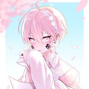 Preview wallpaper guy, glance, tears, sad, anime, art, pink