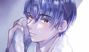 Preview wallpaper guy, glance, tears, sad, anime, art