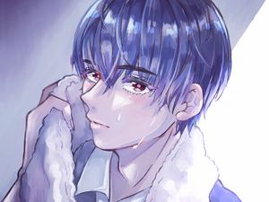 Preview wallpaper guy, glance, tears, sad, anime, art